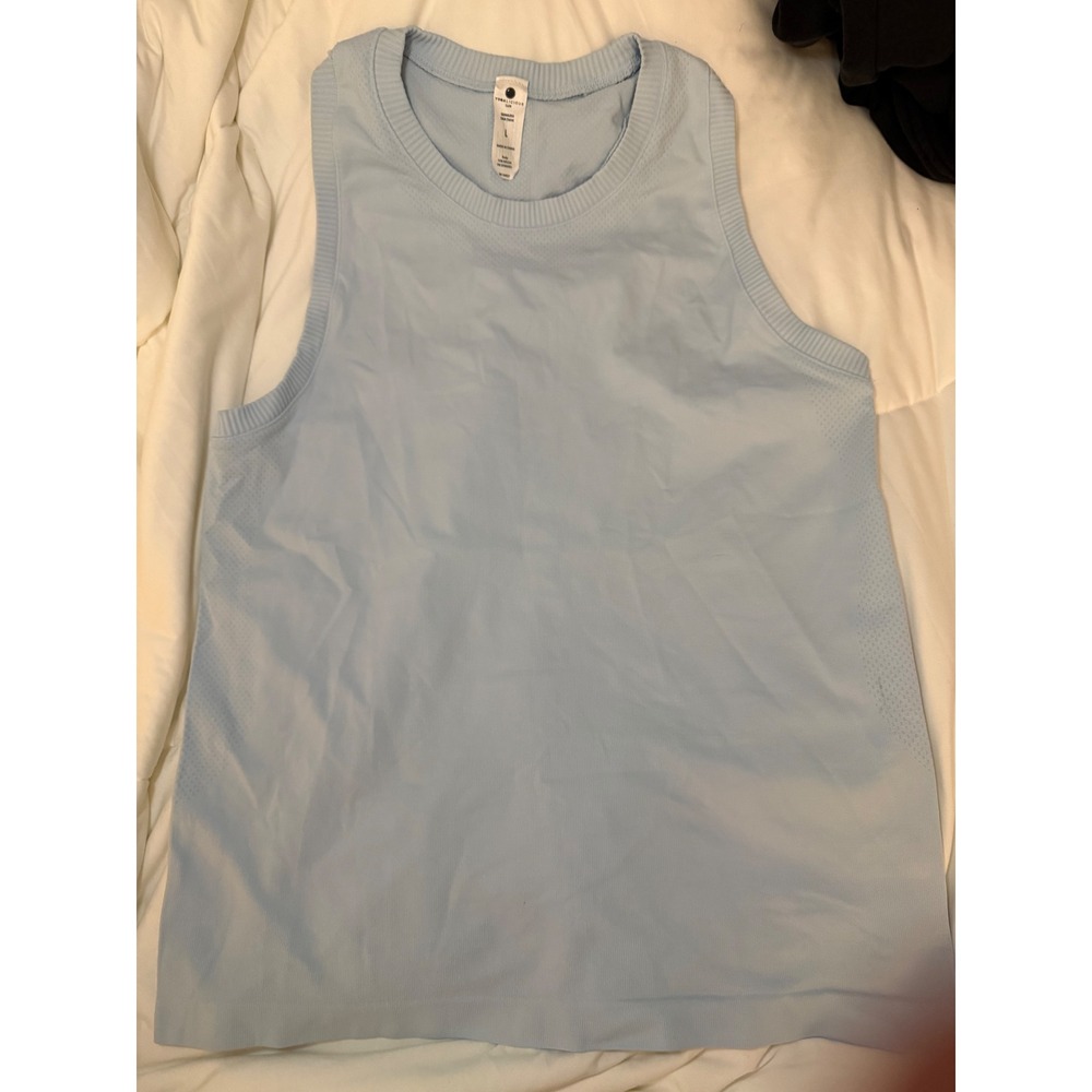 Yogalicious Lux Seamless Zaia Tank Light Blue Racerback Activewear Top Large